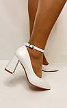 Весільні білі туфлі човники ремінець широкий каблук 38, фото 10