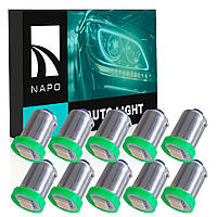 Лампа світлодіодна NAPO LED BA9S-5050-1smd T4W BA9S колір світіння зелений комплект 10 шт
