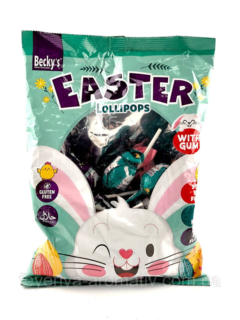 Льодяники Becky's Easter Lollipops з жувальною гумкою, 20 шт по 23 г, фото 1