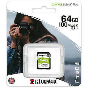 Карта пам'яті Kingston 64GB SDXC class 10 UHS-I U3 Canvas Select Plus, фото 4