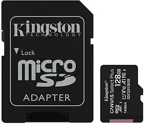 Карта пам'яті Kingston MicroSDXC 128GB UHS-I Class 10  Canvas Select + SD-адаптер