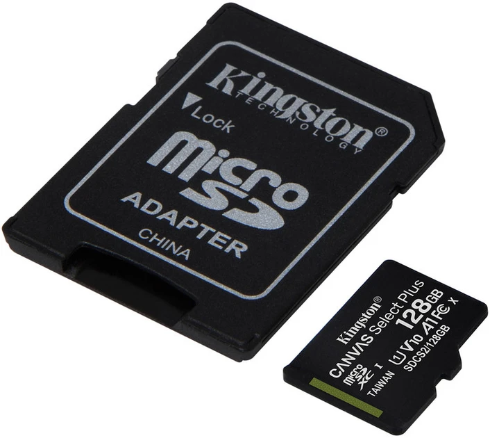 Карта пам`яті MicroSDXC 128GB UHS-I Class 10 Kingston Canvas Select Plus R100MB/s + SD-адаптер