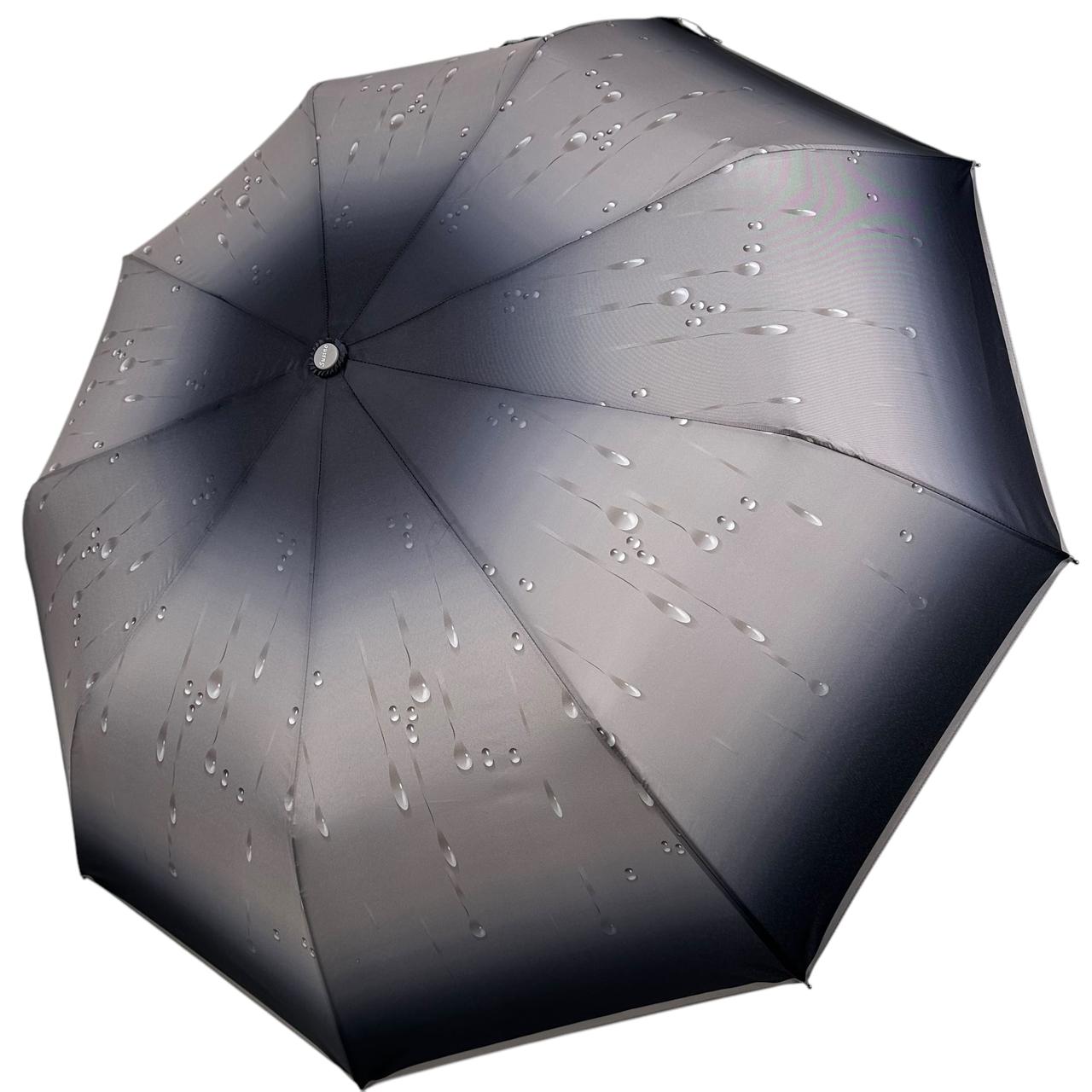 Жіноча напівавтоматична парасоля на 9 спиць від Susino з принтом крапель, сірий, 03089-1, фото 1