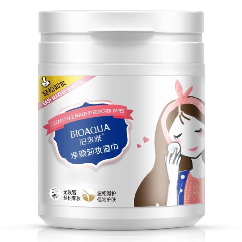 Серветки для демакіяжу обличчя, заспокійливі та зволожуючі шкіру з портулаком Bioaqua Makeup Removing Wipes 100g, фото 1