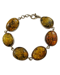 Браслет срібний з бурштином 32BRC-z