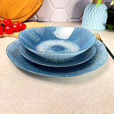 Скляна персональна тарілка 21 см Синя Artasym Starmarble Cadet Luminarc, фото 4