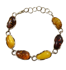 Браслет срібний з бурштином 1043BRC-mix