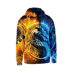 Худі чоловіче з принтом «Енергія стихій. Мортал Комбат. Elemental Power. Mortal Kombat»