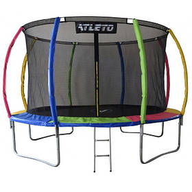 Батут Atleto  404 см з внутрішньою сіткою та драбинкою multikolor + в подарунок м&apos;ячик