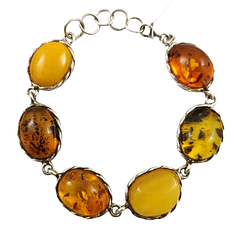 Срібний браслет з балтійським бурштином 1022BRC-MIX
