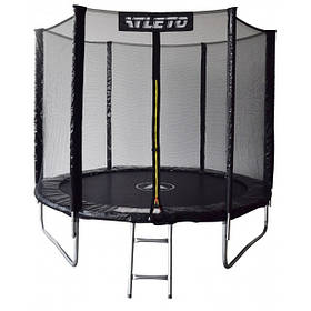 Батут дитячий з сіткою та драбинкою 252 см Atleto чорний + в подарунок м&apos;ячик