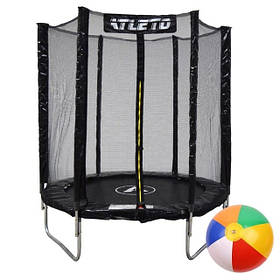 Батут дитячий з сіткою 183 см Atleto чорний  + в подарунок м&apos;ячик