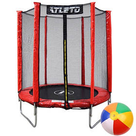 Батут дитячий з сіткою 183 см Atleto червоний + в подарунок м&apos;ячик