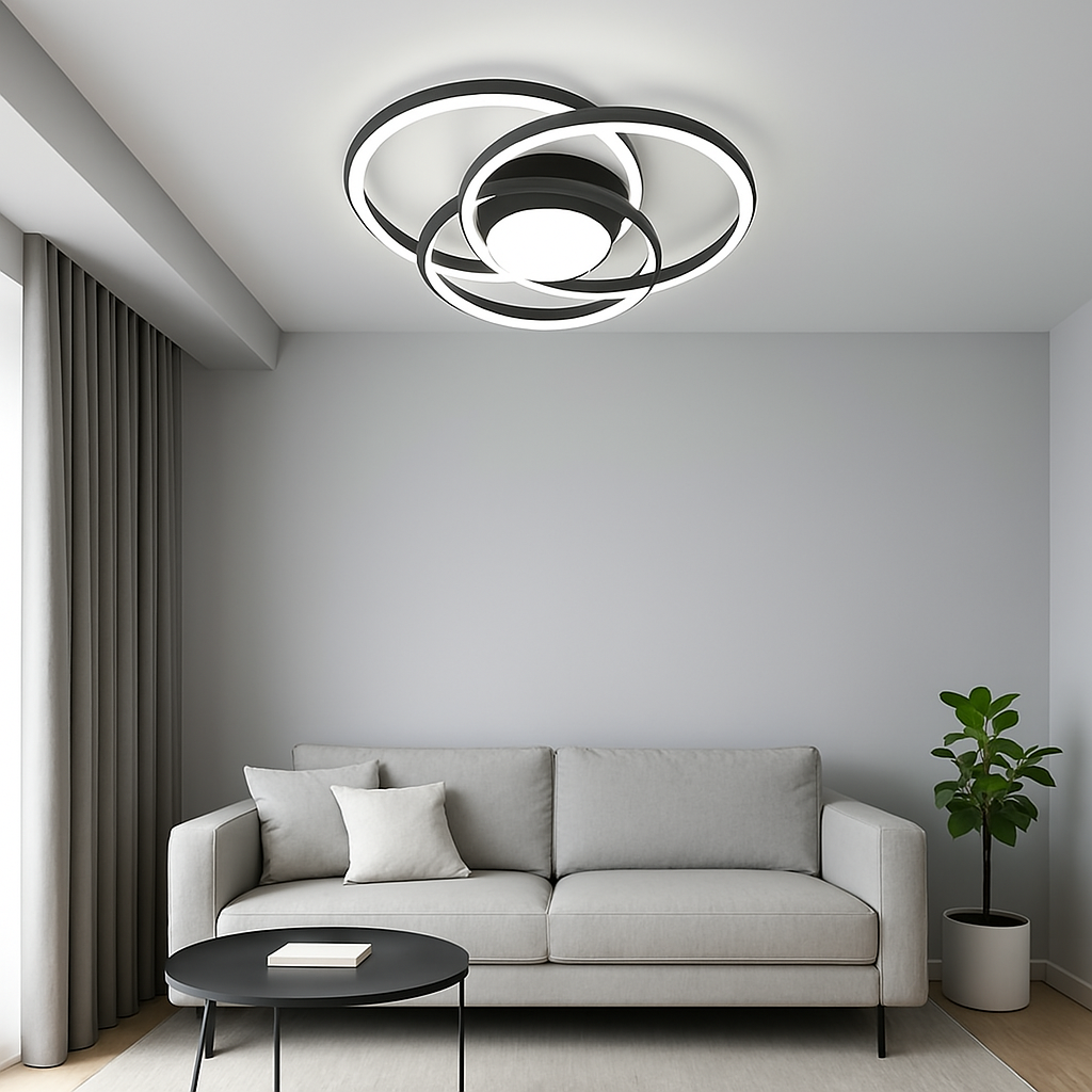 Світлодіодна Led люстра 100W з пультом, чорна, освітлення до 20 м² FORSAGE, фото 1