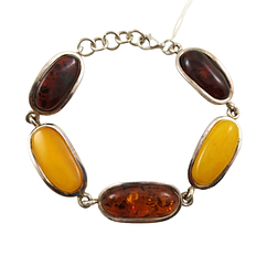 Срібний браслет з натуральним балтійським бурштином 1033BRC-mix