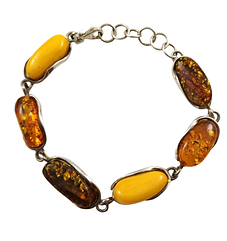 Браслет срібний з бурштином 1040BRC-mix