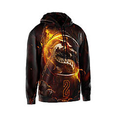 Худі чоловіче з принтом «Полум’яний дракон. Мортал Комбат. Flaming Dragon. Mortal Kombat»