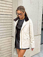 Трендова демісезонна куртка з котону з акцентним коміром Ked205