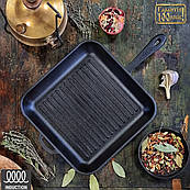 Сковорода лита рифлена чавунна гриль 28см квадратна чорна сковорода-гриль для стейків гриля й барбекю сковорідки гарної якості