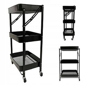 Стелаж етажерка з полицями на колесах Bonro B-233 чорний