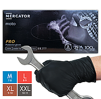 Супер міцні рукавички нітрилові Moto Mercator Ideall Nitrile, щільність 9.3 г. - чорні (100 шт)