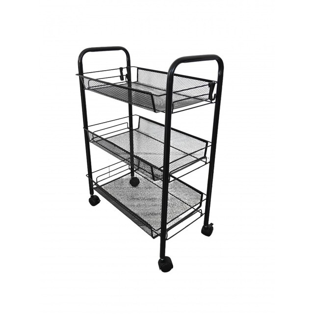 Стелаж етажерка з полицями на колесах Bonro B-073 чорний, фото 1