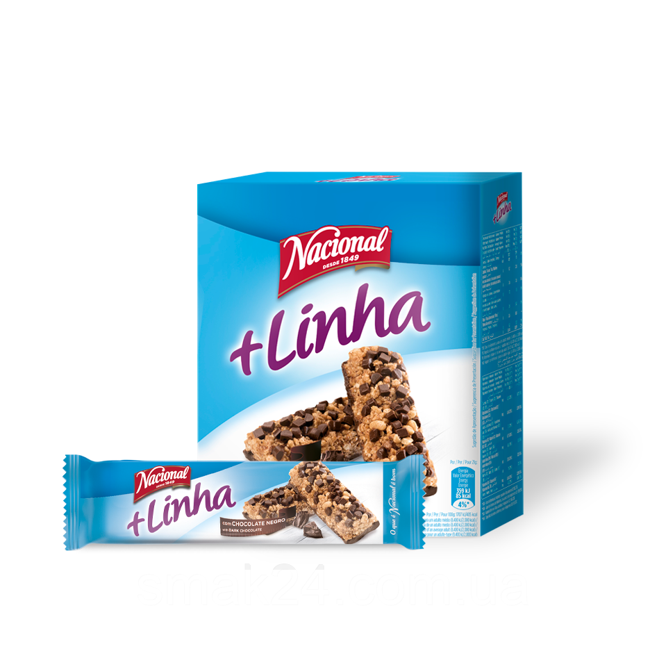 Зернові батончики зі шматочками шоколаду NACIONAL Linha Chocolate Negro (6x32 г) 138 г Португалія