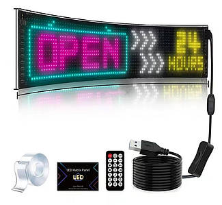 Гнучка світлодіодна вивіска LED Matrix Panel APP Wi-Fi RGB | 19х90 см