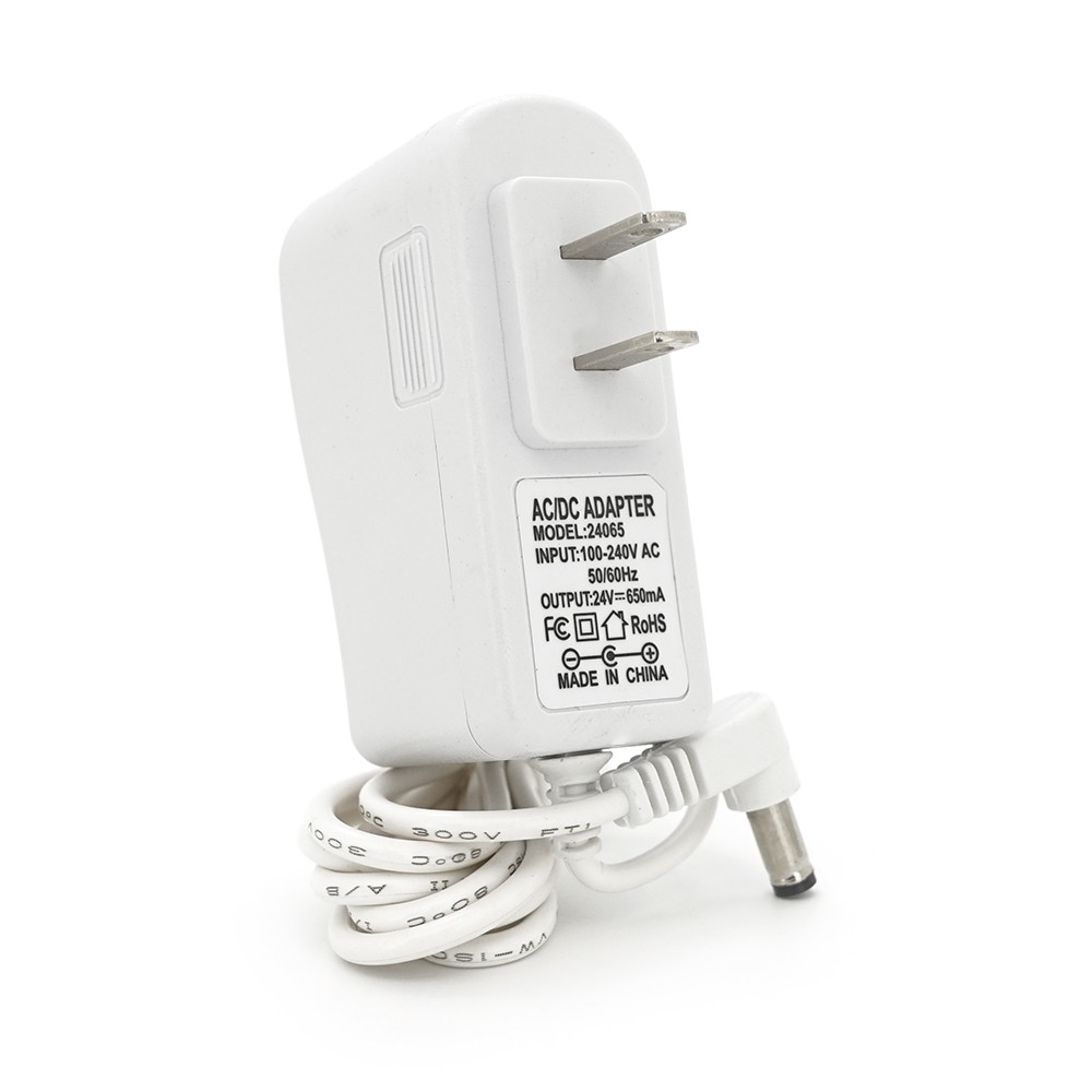 Імпульсний адаптер живлення 24 В 0,65 А (15.6 Вт) штекер 5.5/2.5 довжина 1 м, Q50, White, 90° роз'єм, Q100, фото 1