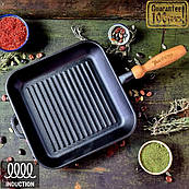 Сковорода чавунна лита рифлена гриль 28см квадратна чорна сковорода-гриль для стейків гриля й барбекю сковорідки гарної якості