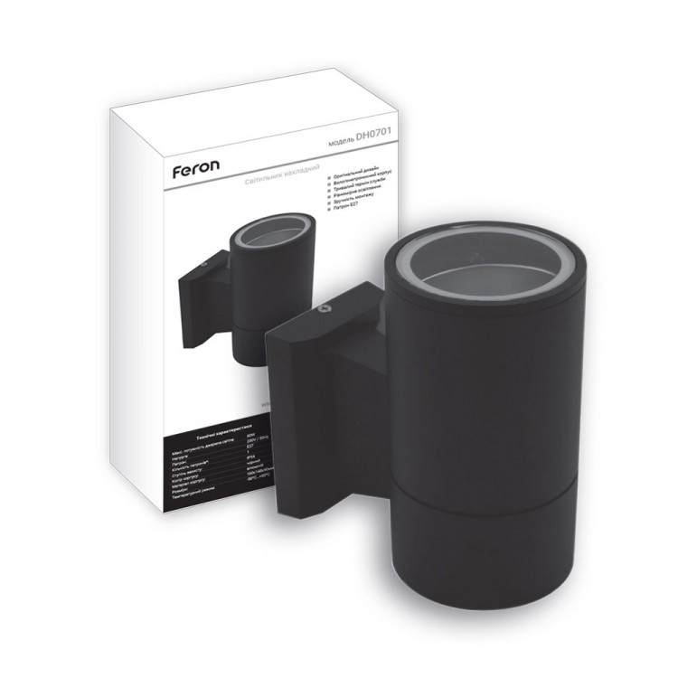 Архітектурний накладний світильник Feron DH0701 під лампу чорний, фото 1