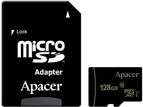 Карта памяти MicroSDHXC 128GB UHS-I Class 10 Apacer + SD adapter