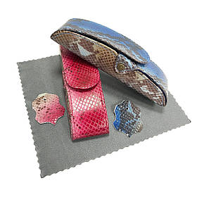Футляр для окулярів Acropolis Ф-50/48 Snake, шкіряний, преміум, "зміїна шкіра", велюр, жорсткий каркас