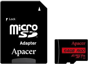 Карта памяти MicroSDXC 64GB UHS-I Class 10 Apacer + SD adapter
