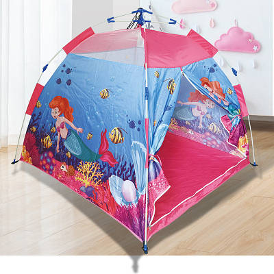 Дитячий ігровий намет русалки міцний каркас Розбірний тканинний будиночок з героями Вігвам миється 120x120x108