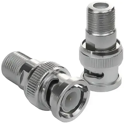 Перехідник штекер BNC — гніздо F, металевий корпус, фото 1