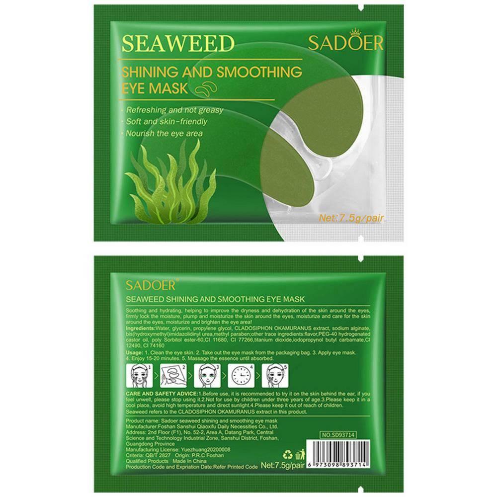 Патчі гідрогелеві для очей від темних кіл, набряків та зморшок, зволожувальні SADOER Seaweed Shining And Smoothing, фото 1