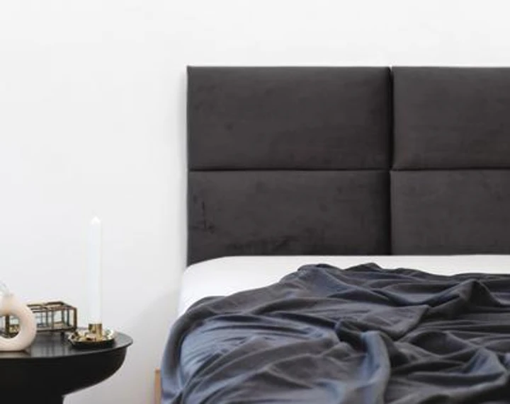 Узголів’я для ліжка з м’яких панелей PARIS 60×30х4 см графіт бархатна настінна плитка для інтер’єру