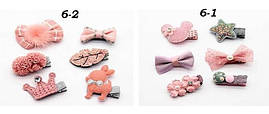 Набір прикрас для дівчинки Cai Er (6pcs) 6-2 (олень, корона, листок, бантики)