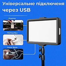 Відеосвітло прямокутна світлодіодна LED лампа для фото, відео 10х15 см зі штативом 2,1 м лампа для фону селфі, фото 5
