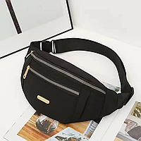 Спортивна сумка-бананка через плече, поясна сумка із застібкою блискавкою Чорна XL-1211-Black