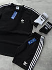 Чоловічий літній костюм Adidas Футболка + Шорти + Шкарпетки у подарунок чорний Комплект Адідас на літо, фото 3