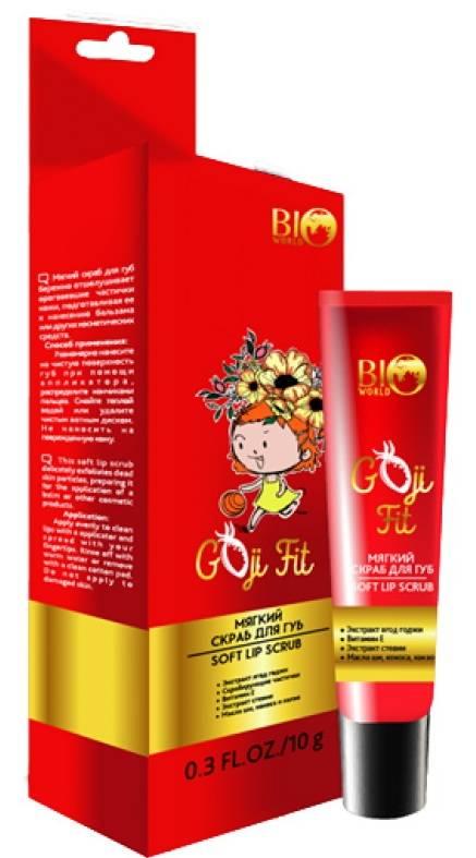 Скраб-пілінг для губ BioWorld Goji Fit з екстрактом годжі для пом'якшення, оновлення та антиоксидантного захисту 10 г, фото 1