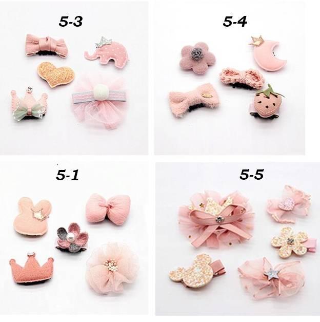 Набір прикрас для дівчинки Cai Er (5pcs) 5-3 (серце, слон, бантики, корона), фото 1