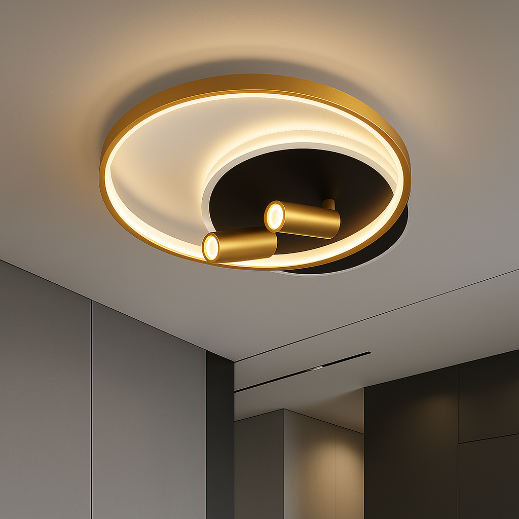 Кругла Led-люстра 90W чорно-золотого кольору з пультом до 15 м² (SY-9305/R2 PLG+BK)