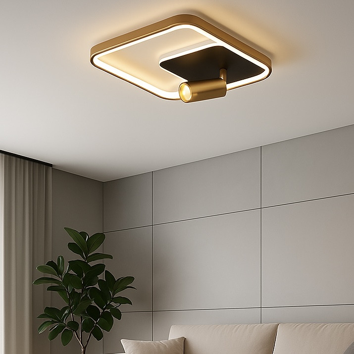 Світлодіодна Led люстра 75W чорно-золота з пультом 15 м² (9305/S PLG+BK), фото 1