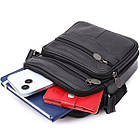 Практична вертикальна сумка з ручкою для чоловіків з натуральної шкіри Vintage 22864 Чорний, фото 8