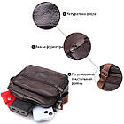 Горизонтальна зручна сумка з ручкою для чоловіків з натуральної шкіри Vintage 22940 Коричневий, фото 4