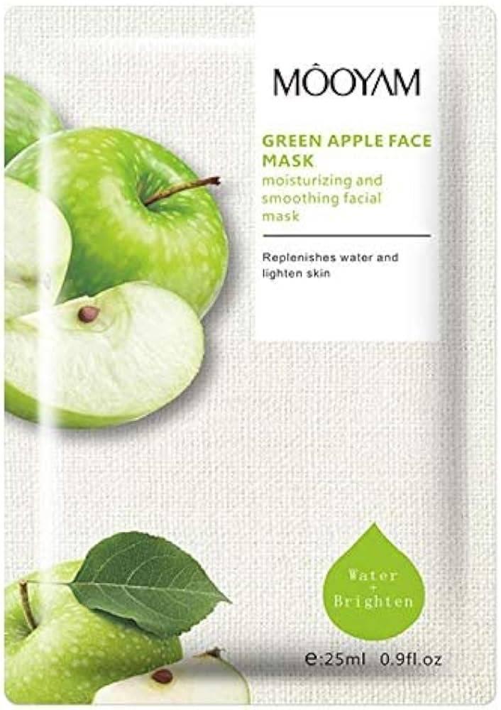 Тканинна маска для обличчя із зеленим яблуком для зволоження та сяйва шкіри MOOYAM, фото 1