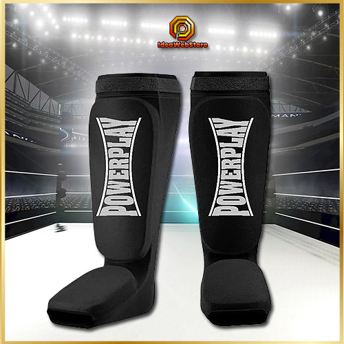 Захист гомілки та стопи PowerPlay CS для занять ММА бойовим самбо кікбоксингом чорні розмір L